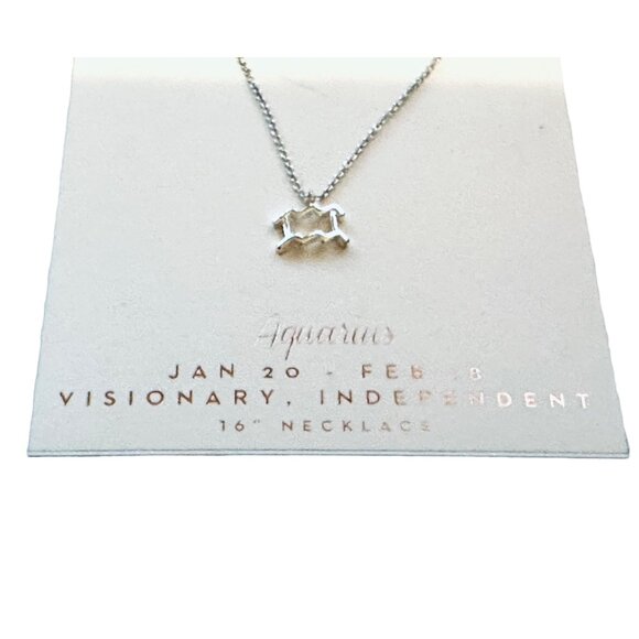 LC Lauren Conrad Necklace Women NWT Silver Tone Aquarius 16" Astrological Sign - Picture 6 of 6